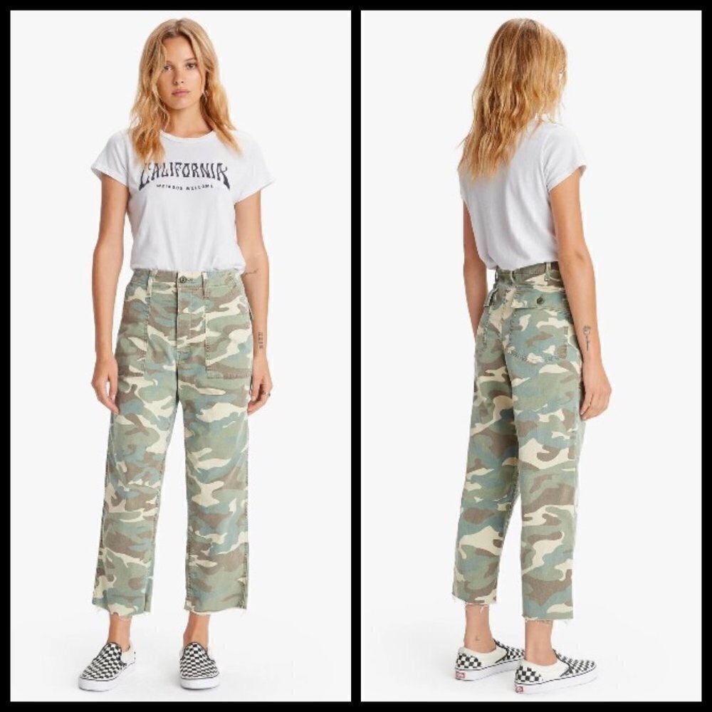 💕MOTHER💕 The Patch Pocket Private Ankle Fray Pants Camouflage Surplus 24 NWT
